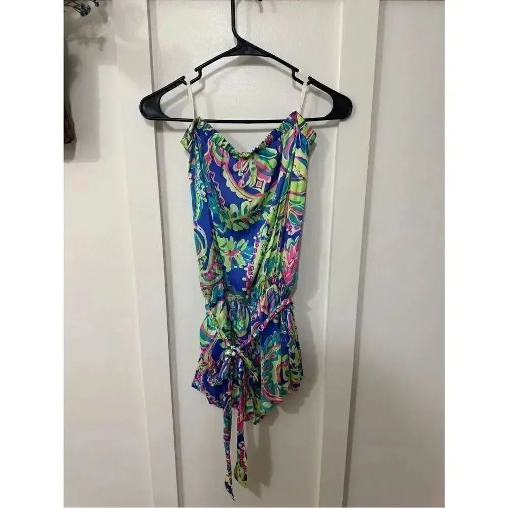 Lilly Pulitzer Blue Pink Green Printed Romper